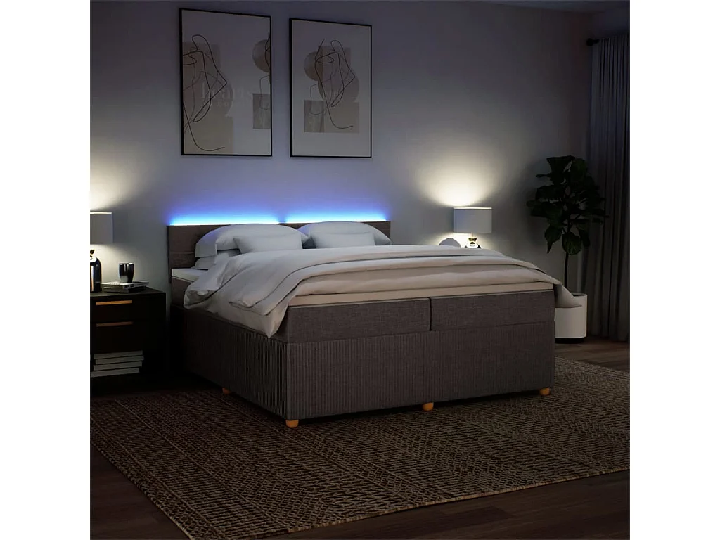 Sommier à lattes de lit avec matelas Taupe 200x200 cm Tissu