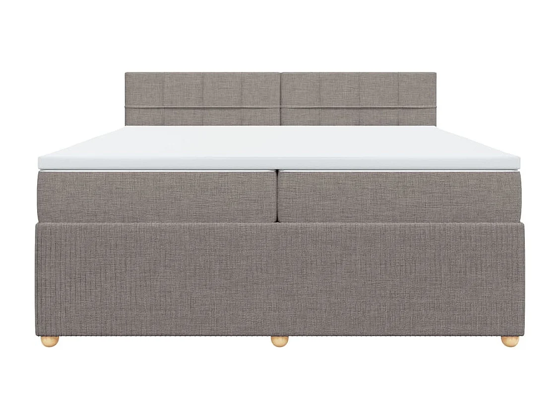 Cama box spring con colchón tela gris taupe 200x200 cm