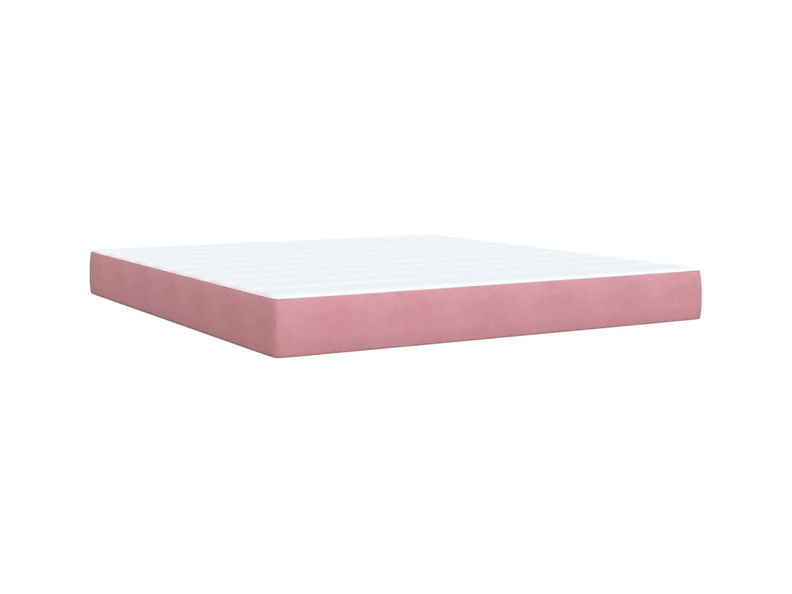 Cama box spring con colchón terciopelo rosa 180x200 cm