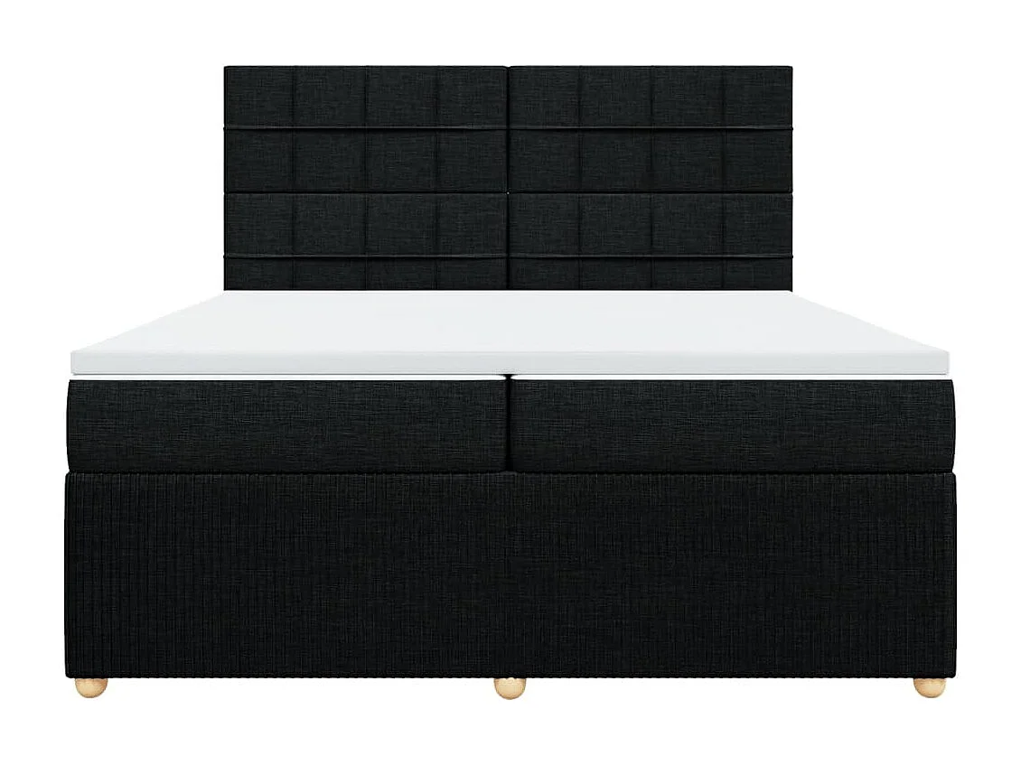 Cama box spring con colchón tela negro 200x200 cm