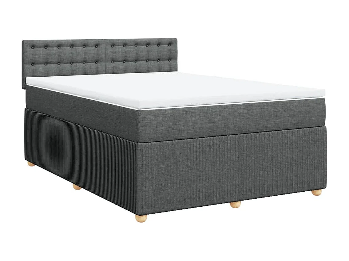 Cama box spring con colchón tela gris oscuro 140x190 cm