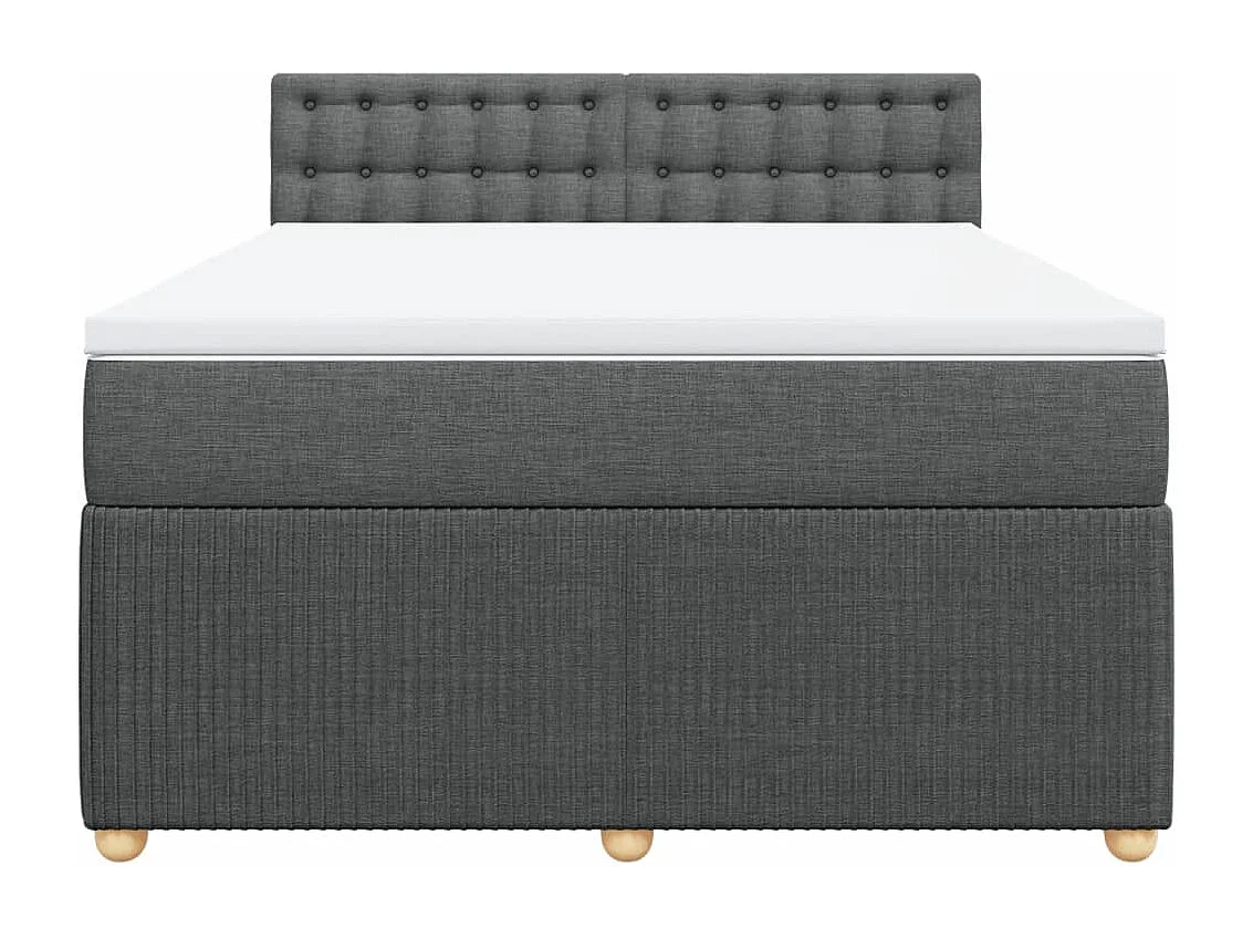 Cama box spring con colchón tela gris oscuro 140x190 cm