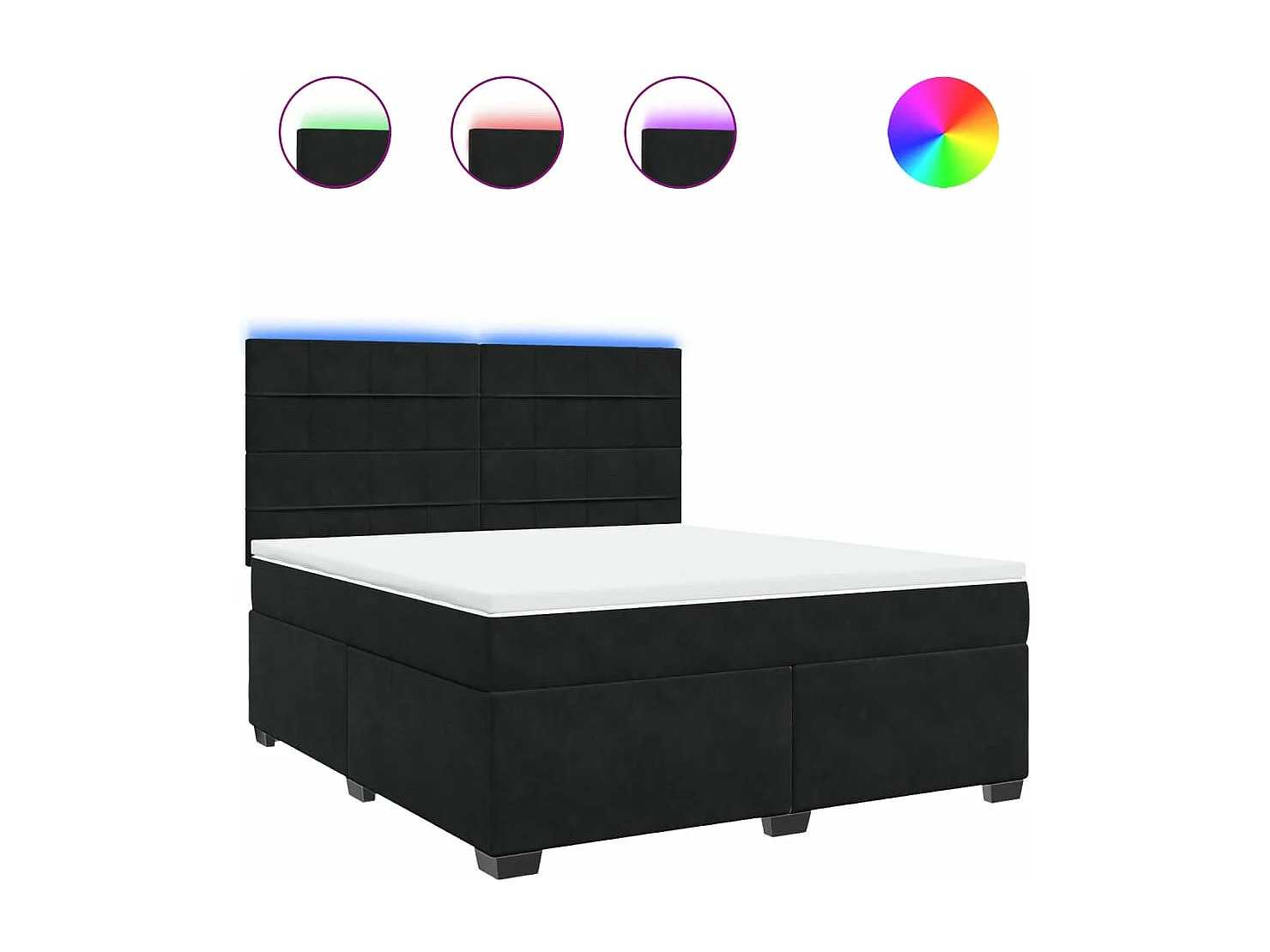 Cama box spring con colchón terciopelo negro 180x200 cm