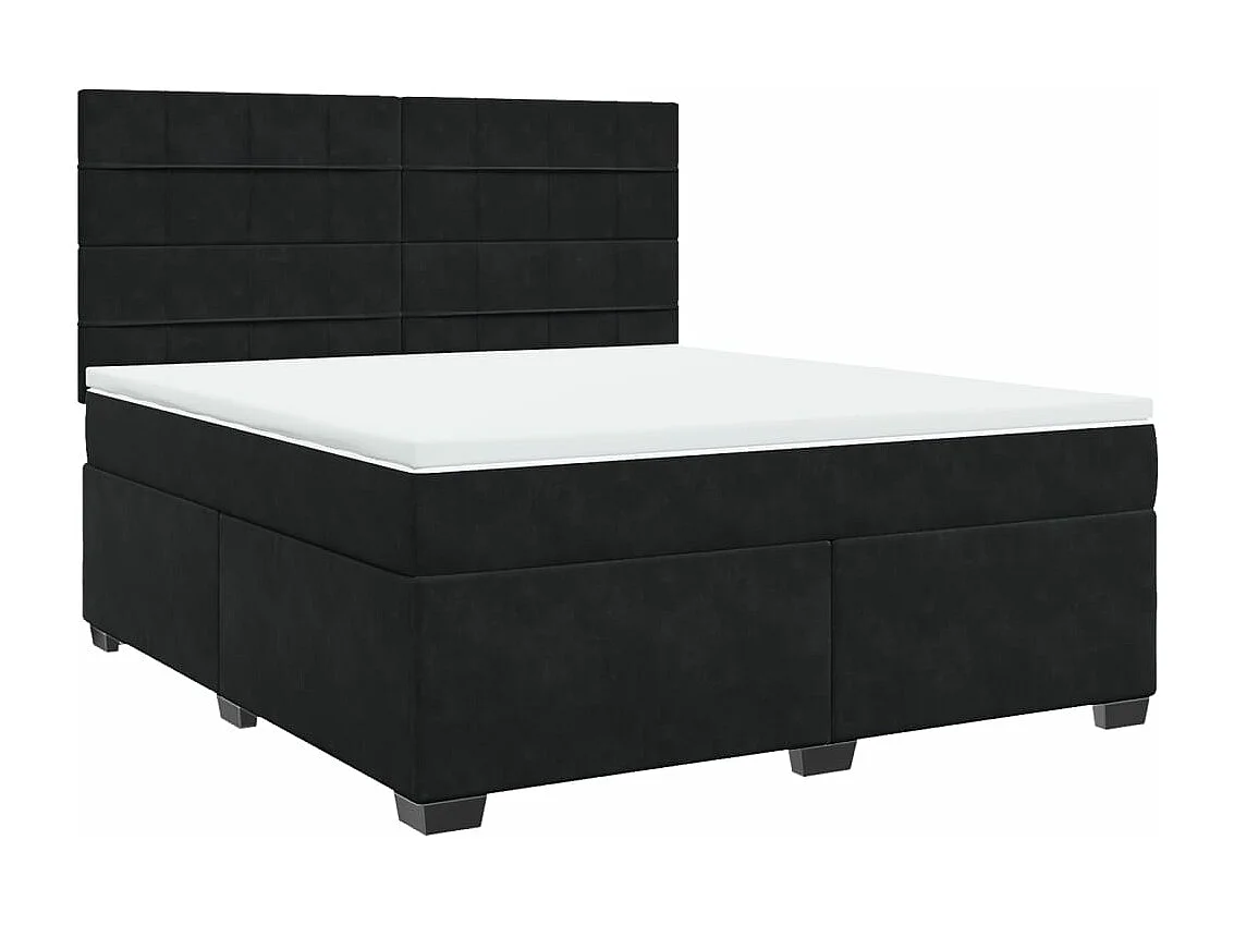 Cama box spring con colchón terciopelo negro 180x200 cm