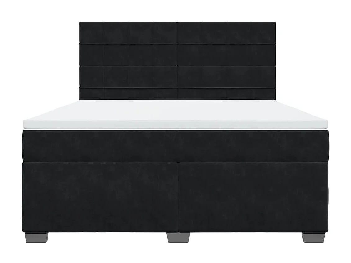 Cama box spring con colchón terciopelo negro 180x200 cm