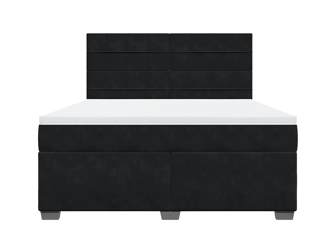 Sommier à lattes de lit avec matelas Noir 180x200 cm Velours