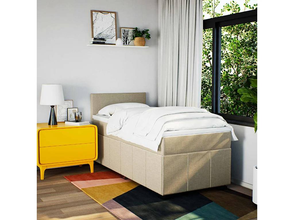 Cama com molas/colchão 80x200 cm tecido cor crème