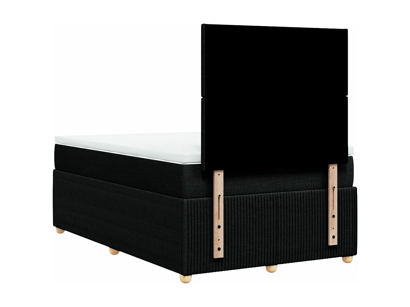 Cama box spring con colchón tela negro 120x200 cm