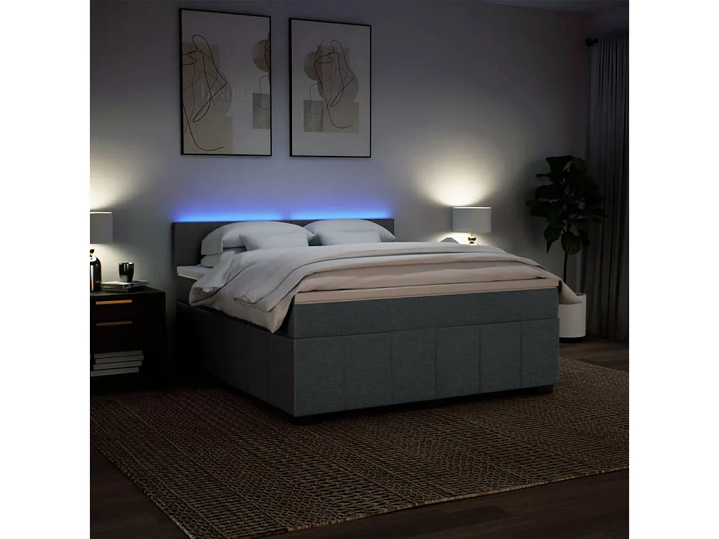 Sommier à lattes de lit avec matelas Gris foncé 180x200cm Tissu