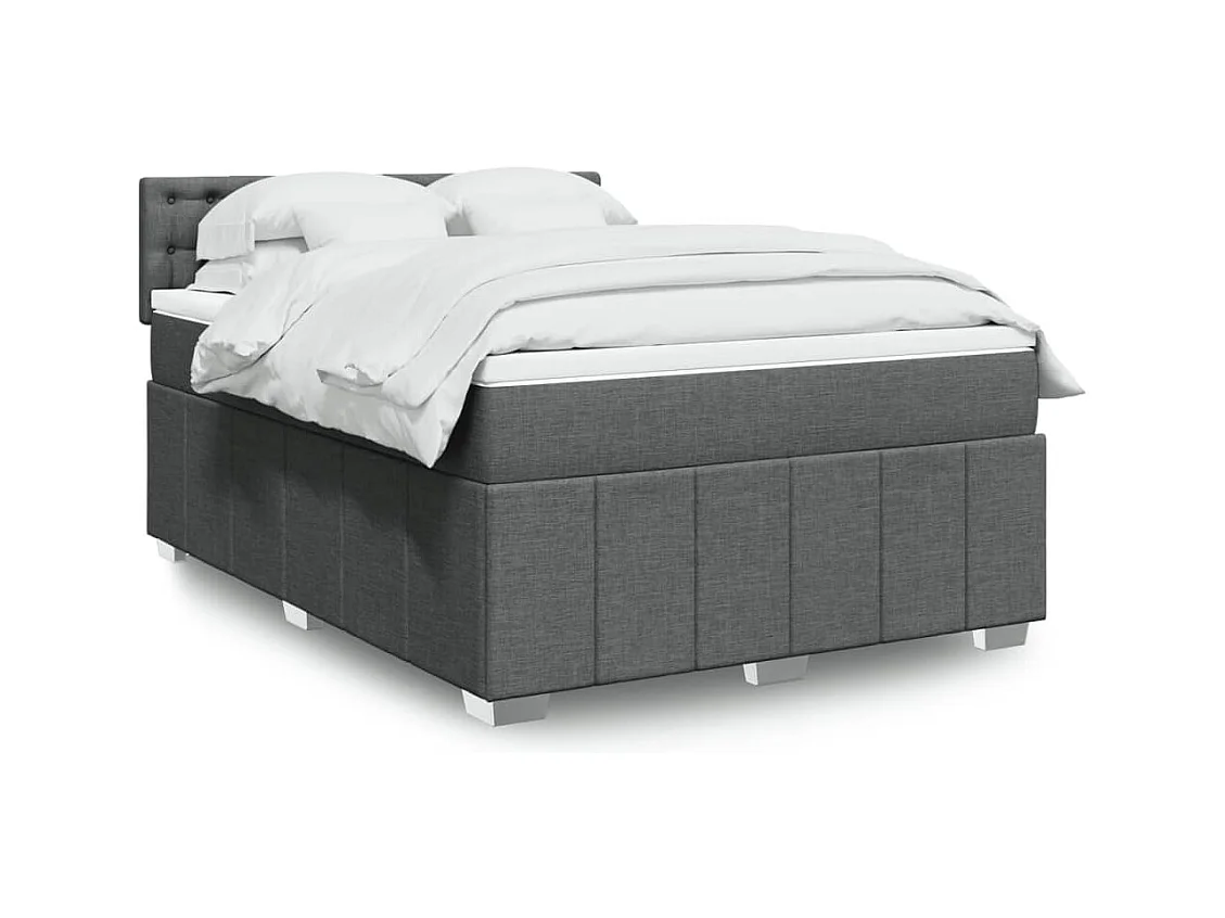 Sommier à lattes de lit avec matelas Gris foncé 160x200cm Tissu