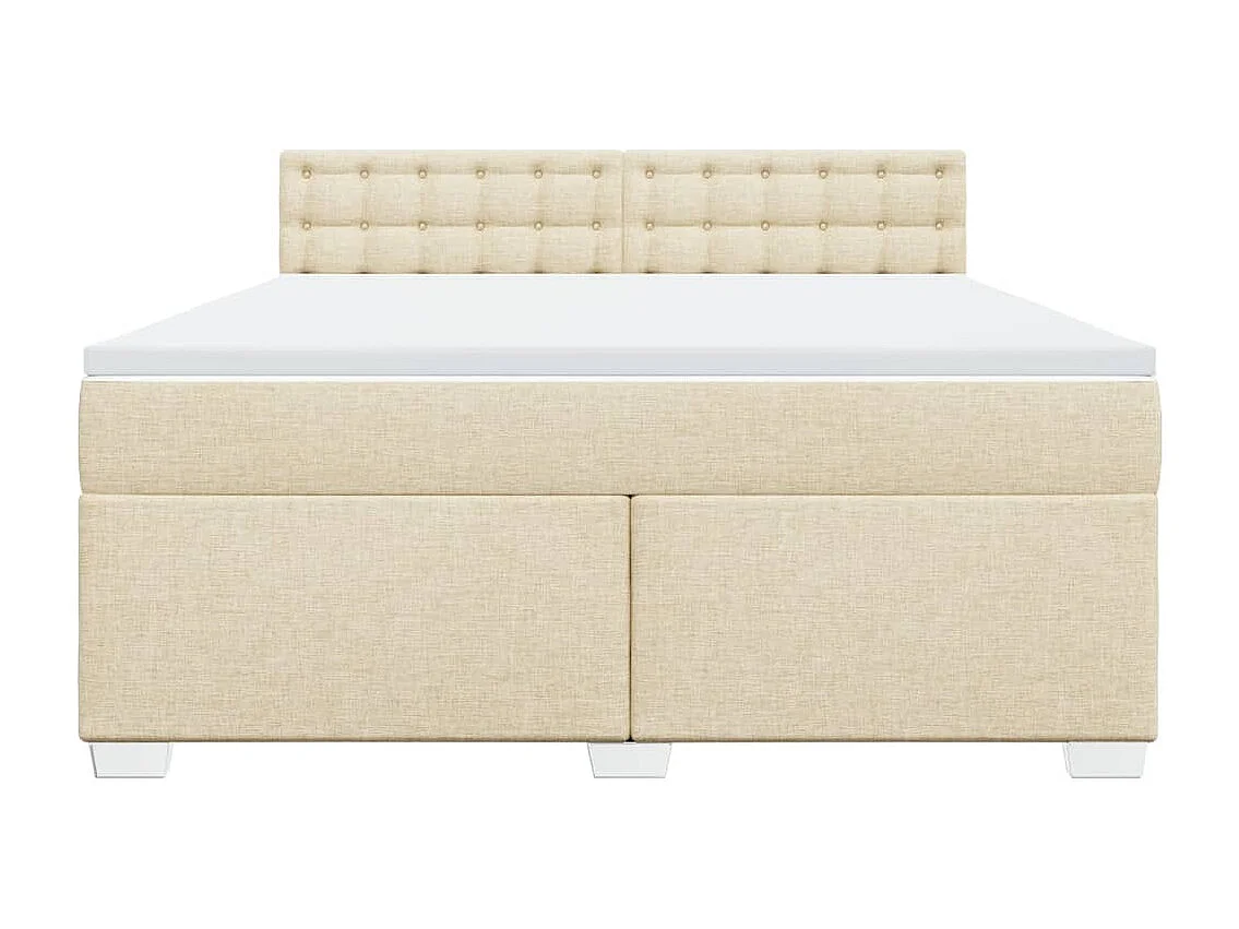 Cama box spring con colchón tela color crema 180x200 cm