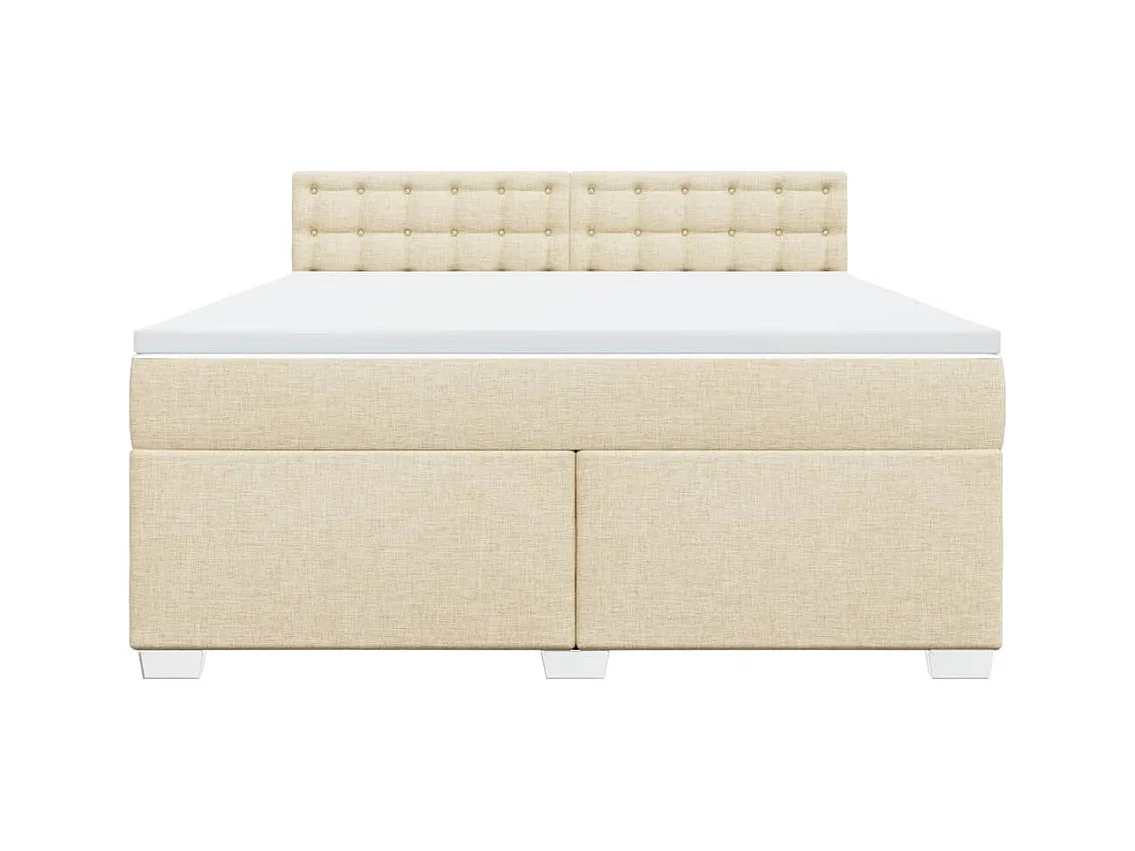 Cama box spring con colchón tela color crema 180x200 cm