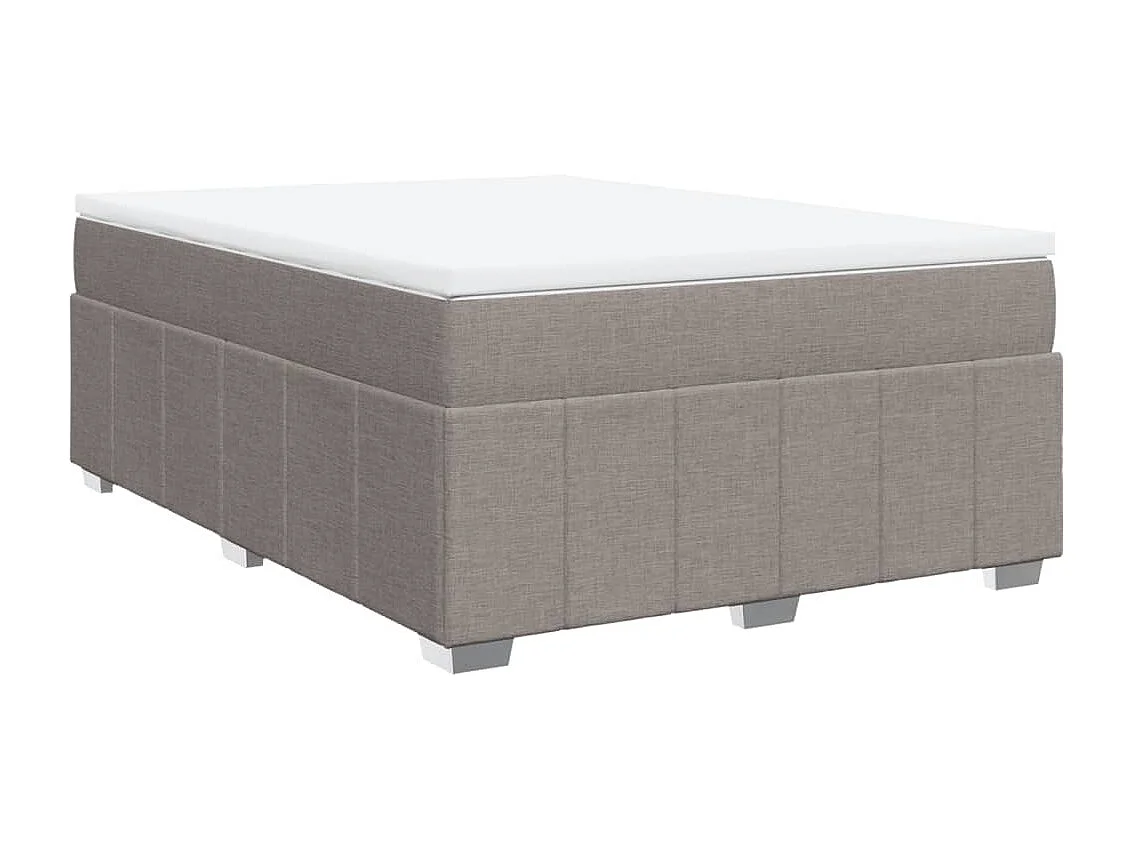 Cama box spring con colchón tela gris taupe 140x190 cm
