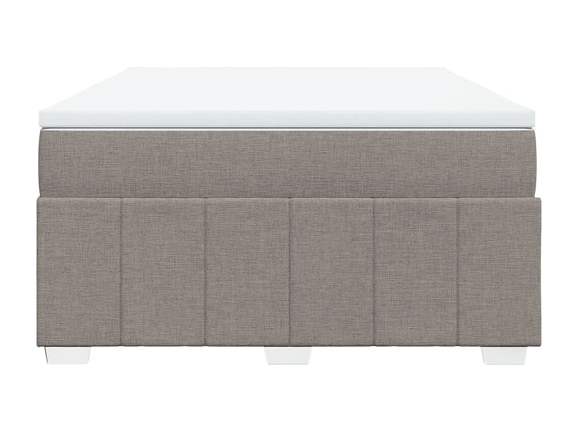Cama box spring con colchón tela gris taupe 140x190 cm