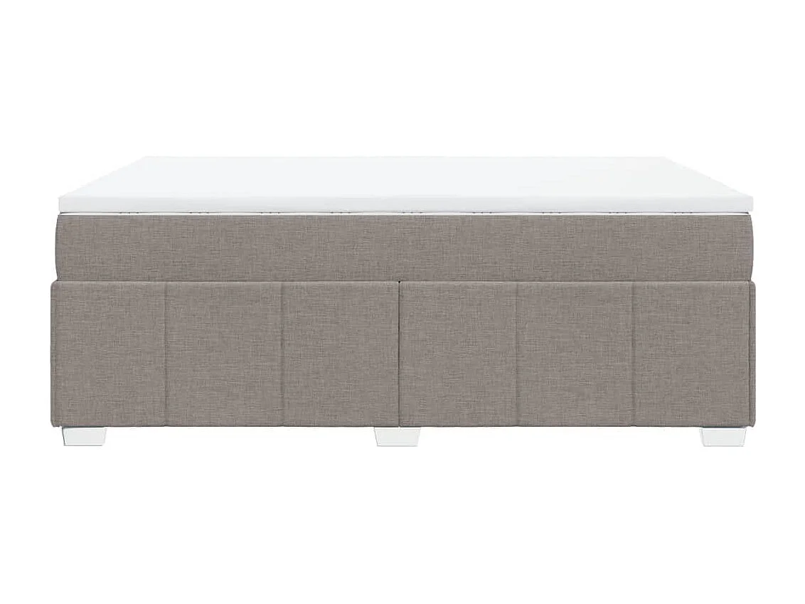Cama box spring con colchón tela gris taupe 140x190 cm