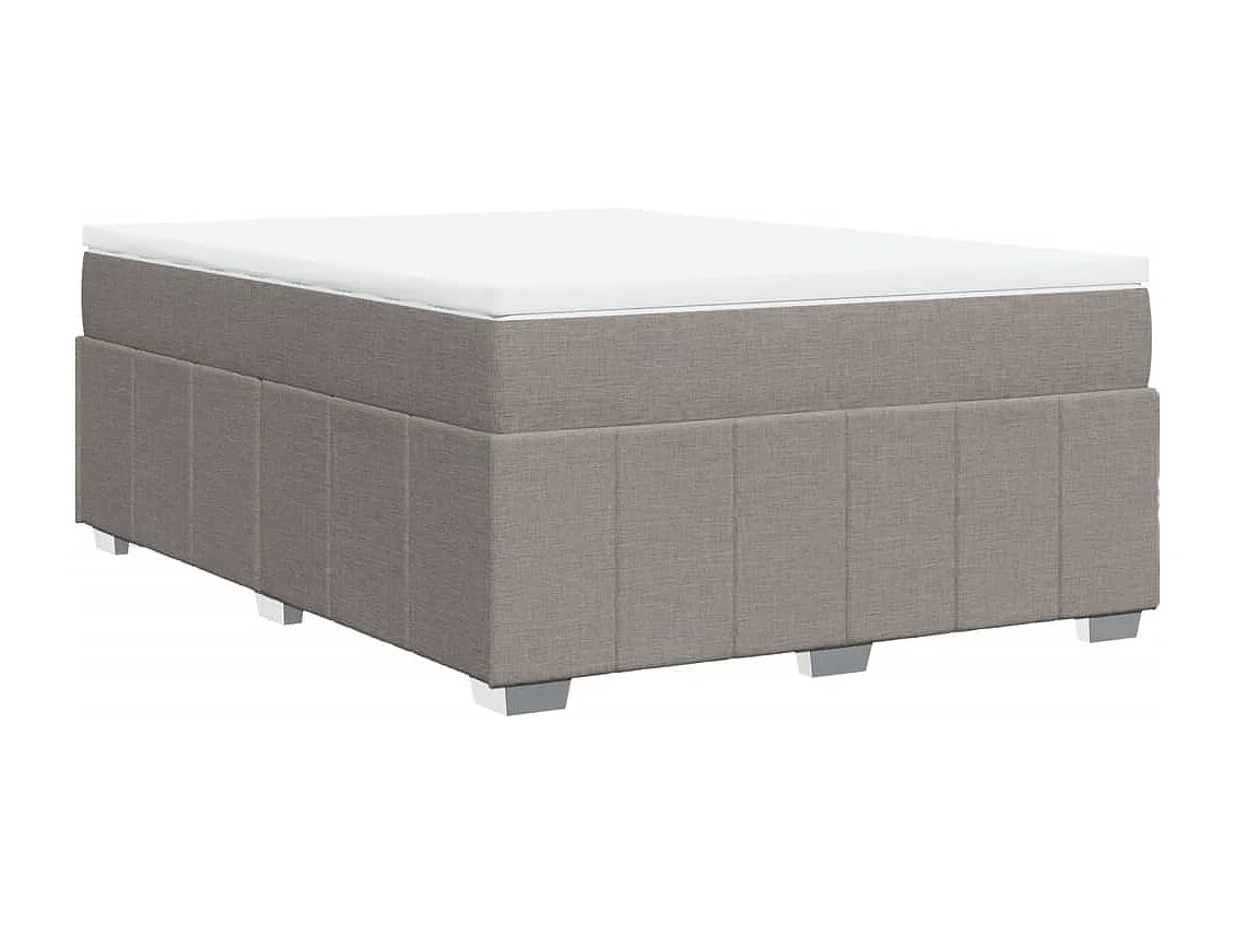 Cama box spring con colchón tela gris taupe 140x190 cm