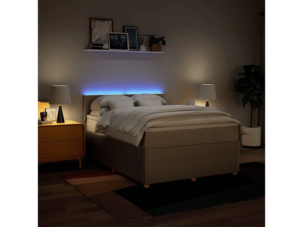 Sommier à lattes de lit avec matelas Crème 140x190 cm Tissu