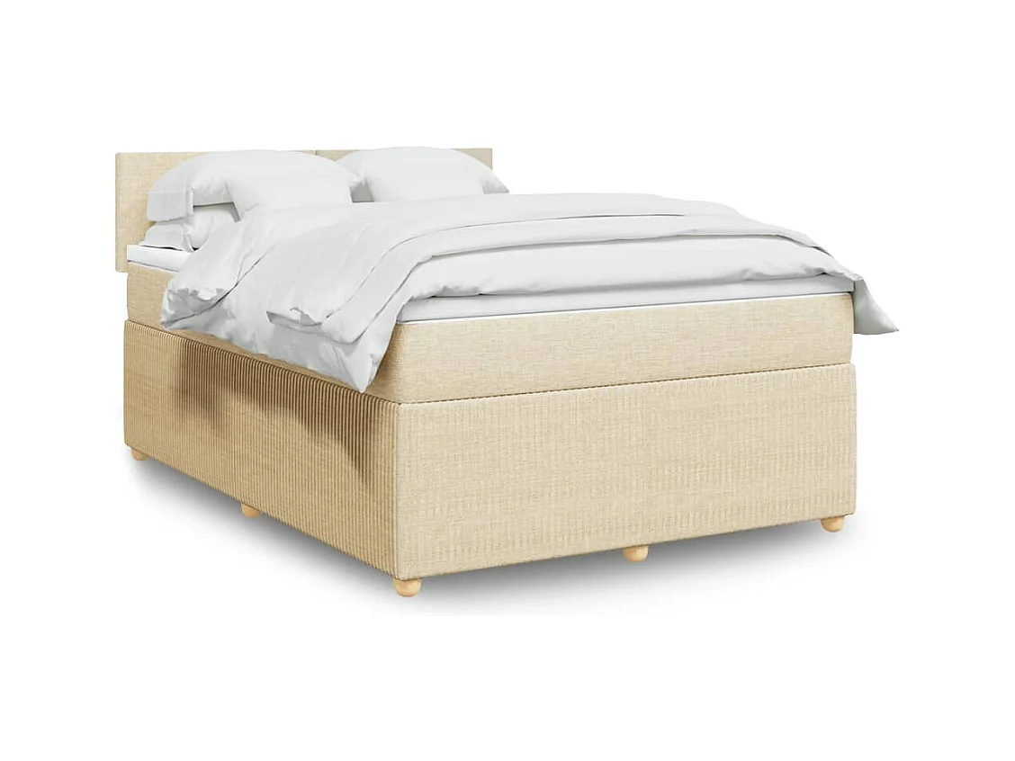 Sommier à lattes de lit avec matelas Crème 140x190 cm Tissu
