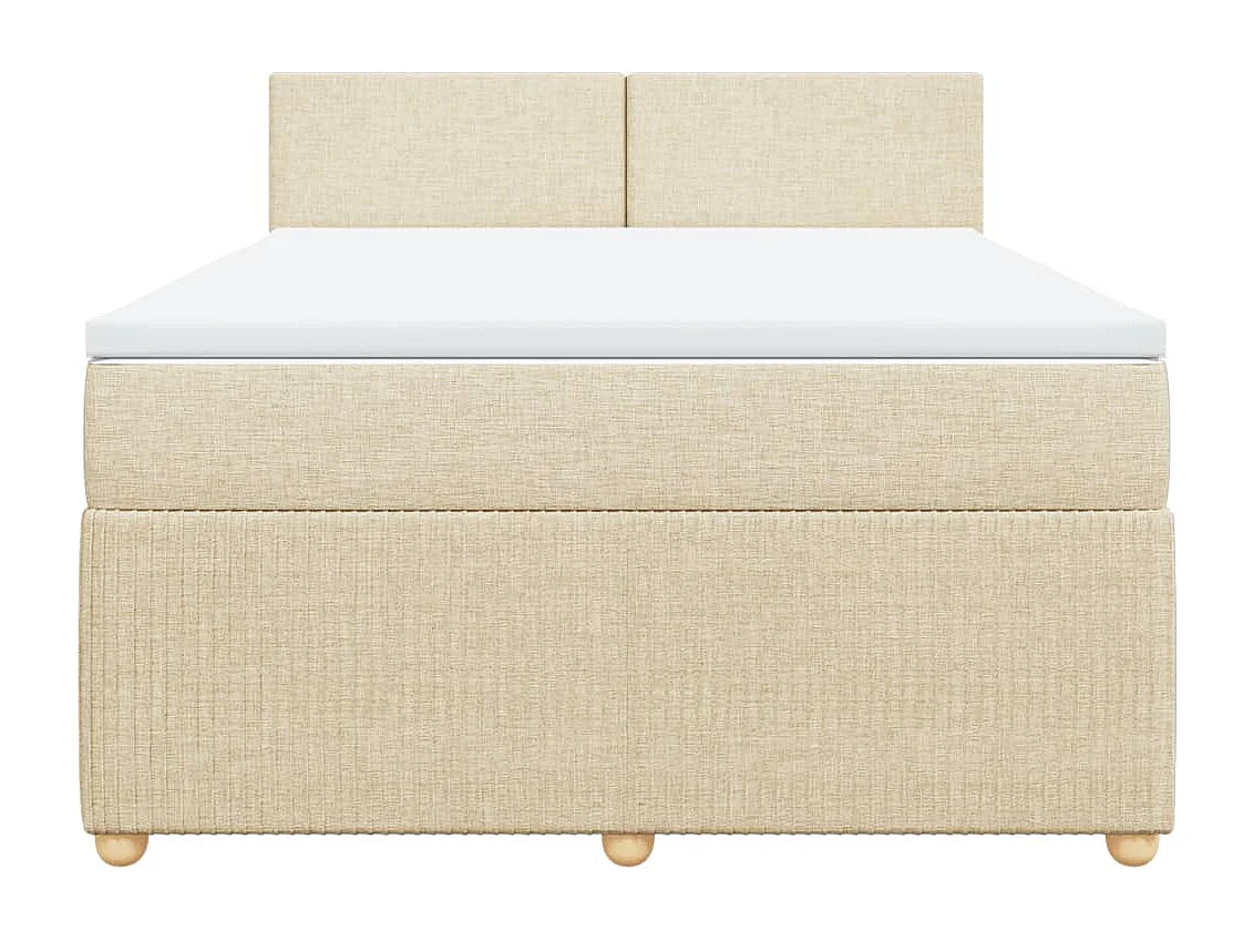 Cama box spring con colchón tela color crema 140x190 cm