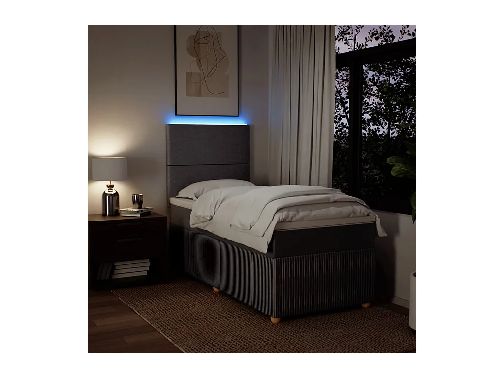 Cama com molas/colchão 100x200 cm tecido cinza-acastanhado