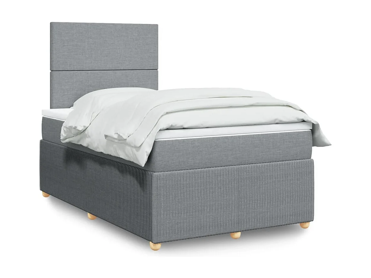 Sommier à lattes de lit et matelas gris clair 120x190 cm tissu