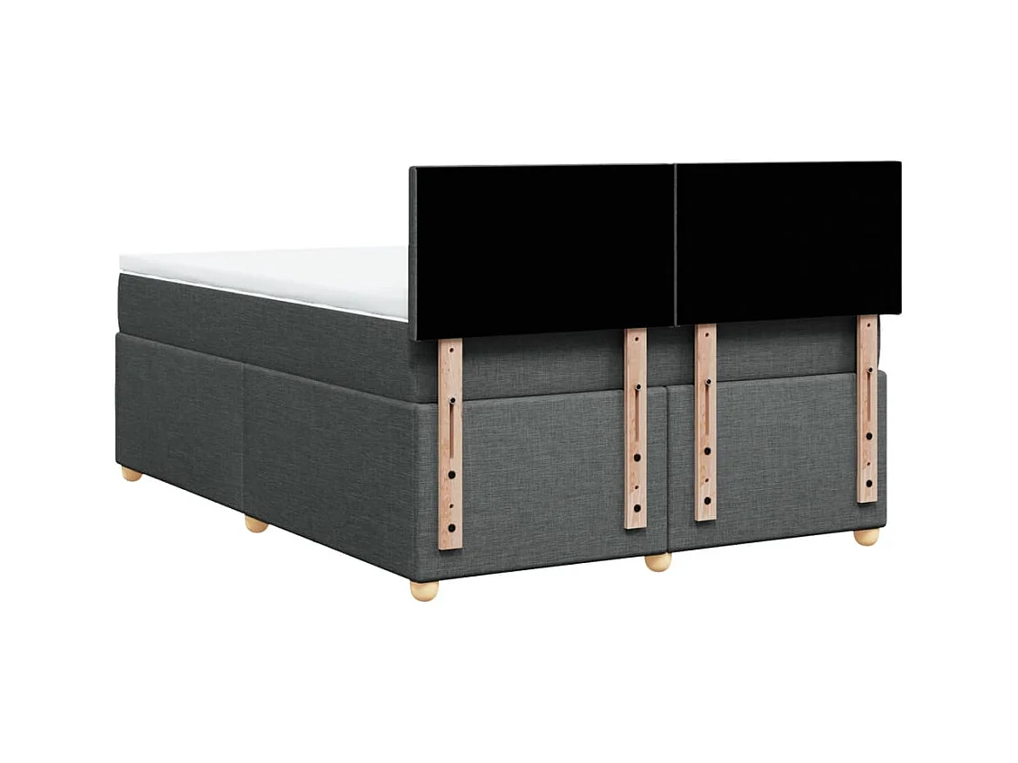 Sommier à lattes de lit avec matelas Gris foncé 160x200cm Tissu