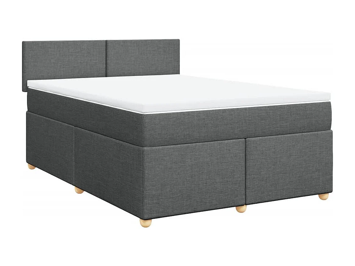 Cama box spring con colchón tela gris oscuro 160x200 cm