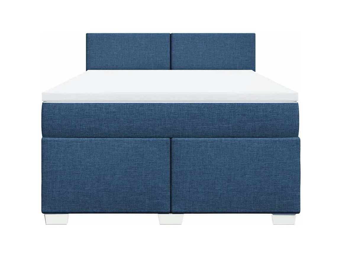 Sommier à lattes de lit avec matelas Bleu 160x200 cm Tissu