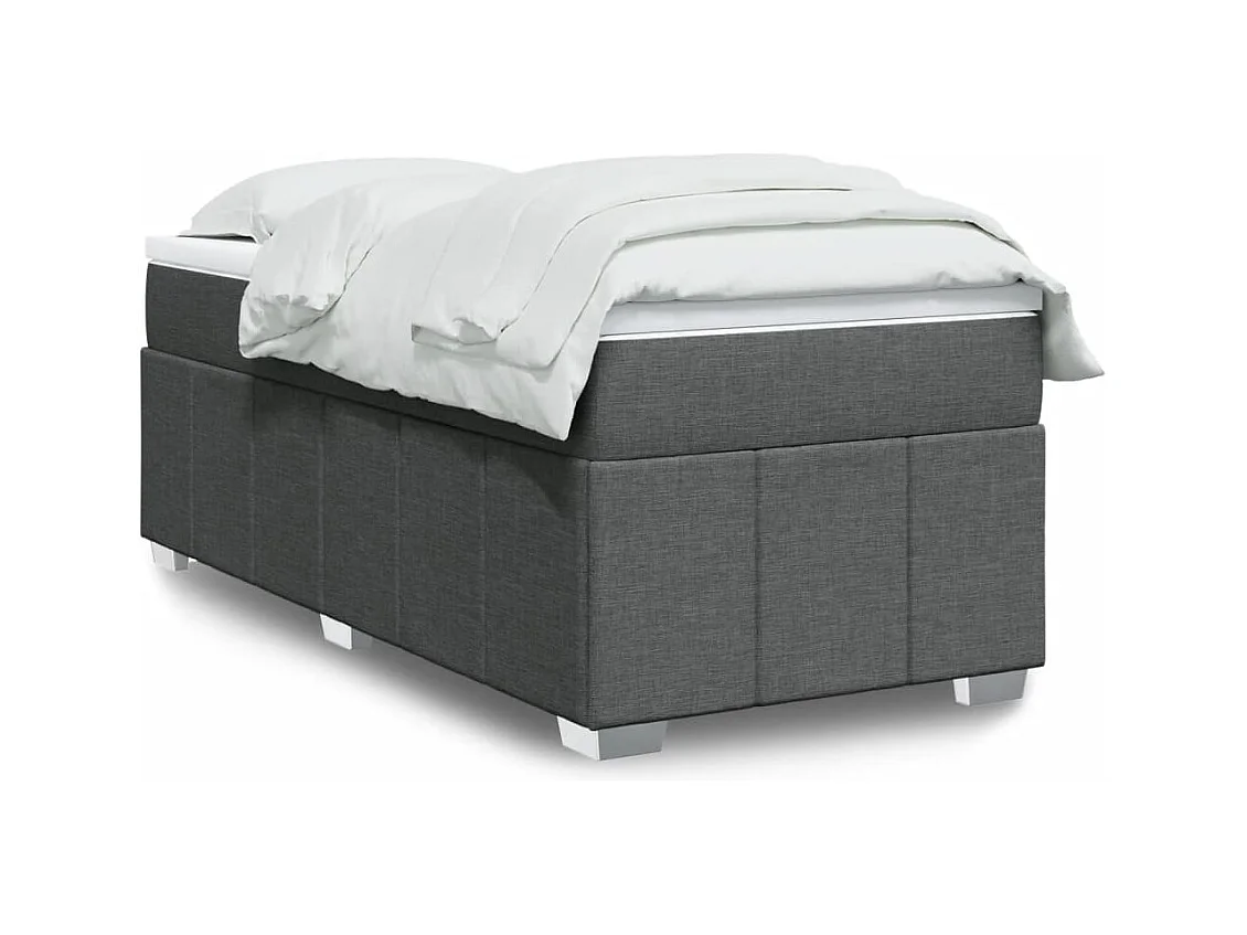 Cama com molas/colchão 100x200 cm tecido cinza-escuro