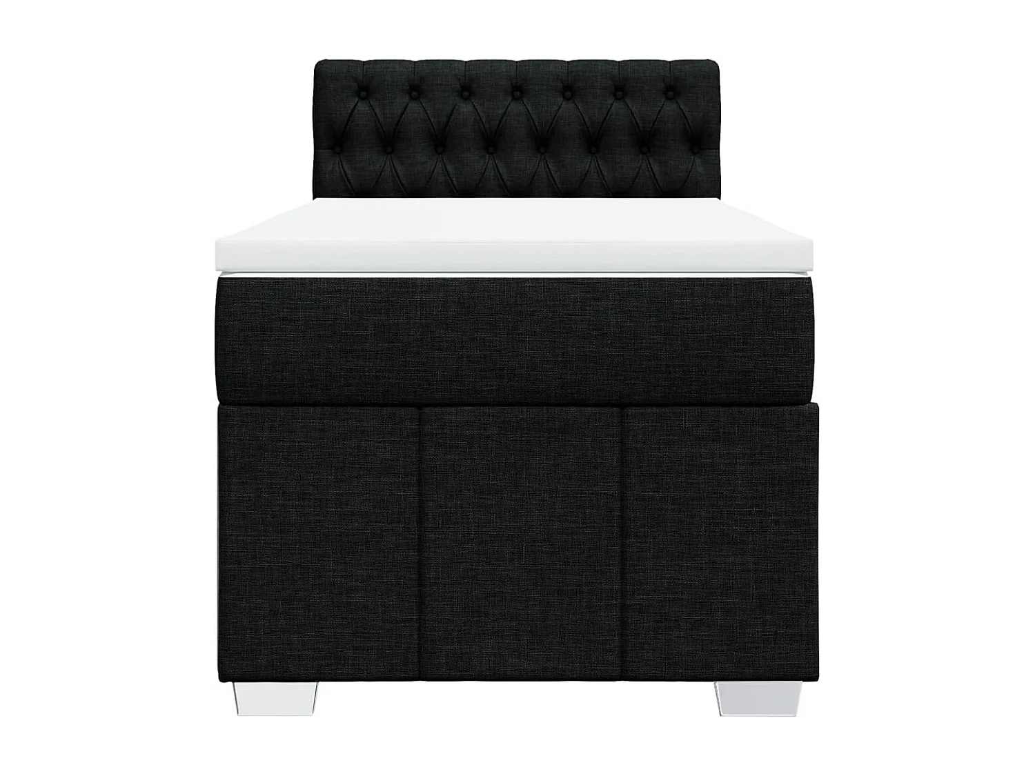 Cama box spring con colchón tela negro 100x200 cm