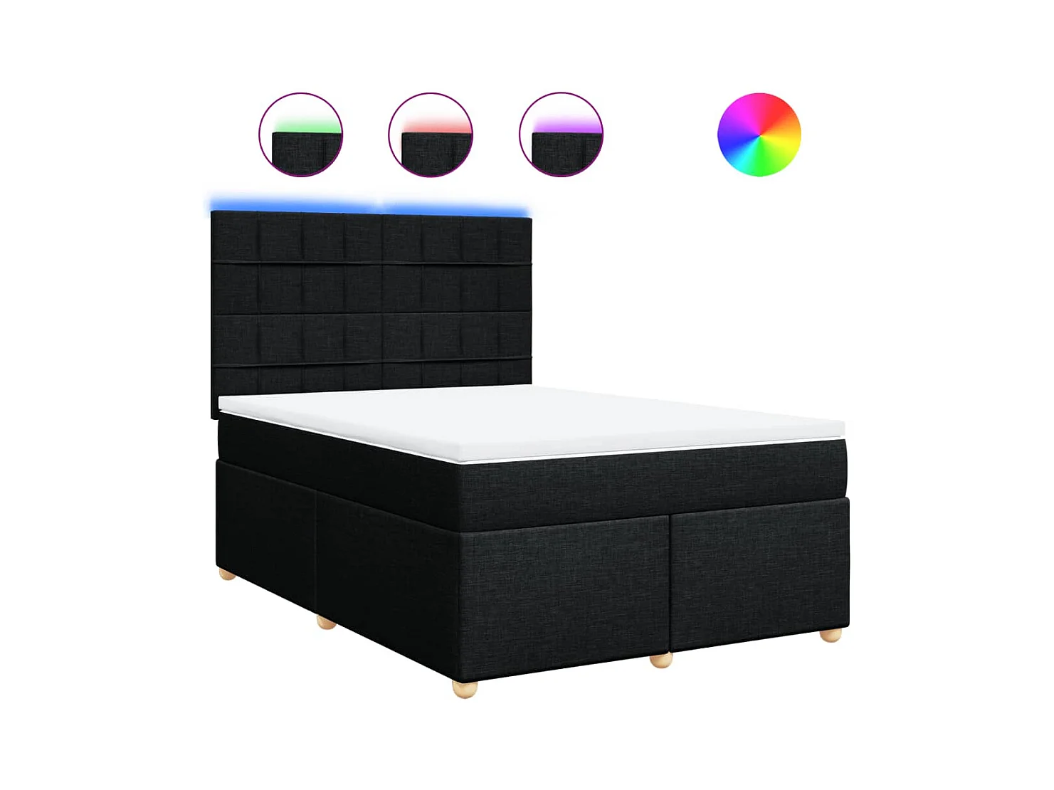Sommier à lattes de lit avec matelas Noir 140x200 cm Tissu