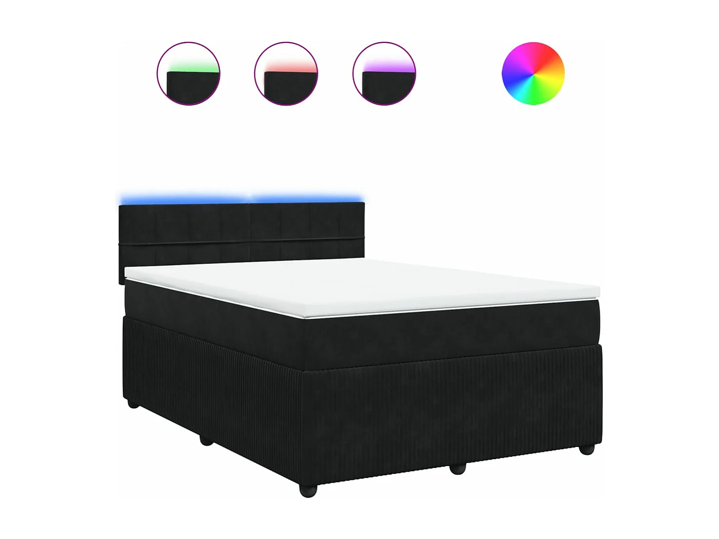 Sommier à lattes de lit avec matelas Noir 140x190 cm Velours