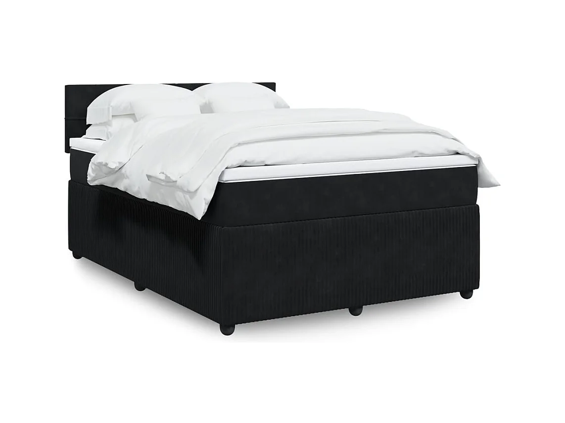 Sommier à lattes de lit avec matelas Noir 140x190 cm Velours