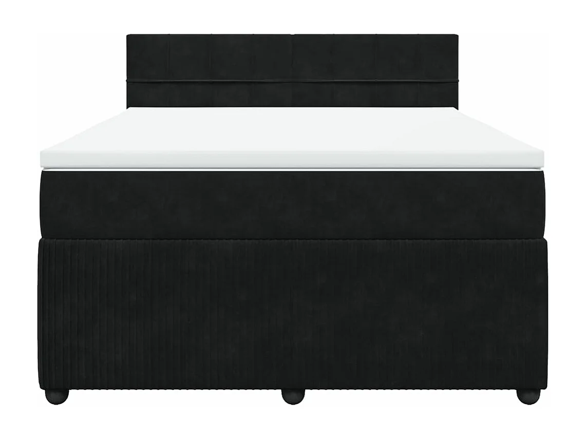 Cama box spring con colchón terciopelo negro 140x190 cm