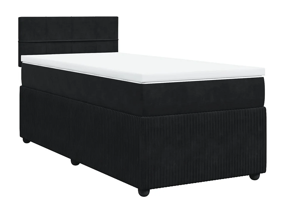 Cama box spring con colchón terciopelo negro 80x200 cm