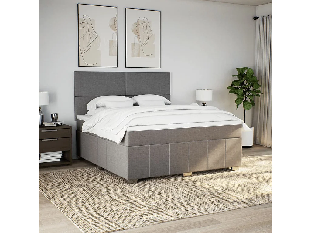 Sommier à lattes de lit avec matelas Taupe 180x200 cm Tissu