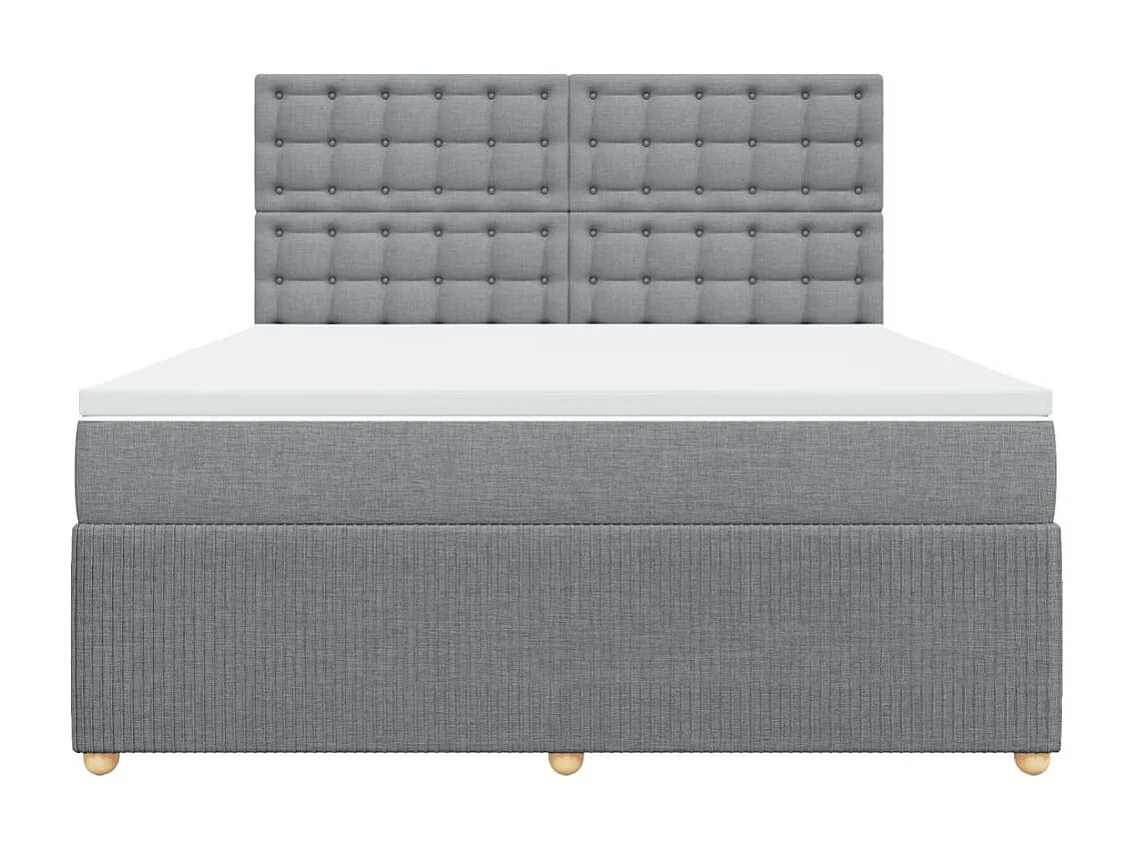 Cama box spring con colchón tela gris claro 180x200 cm