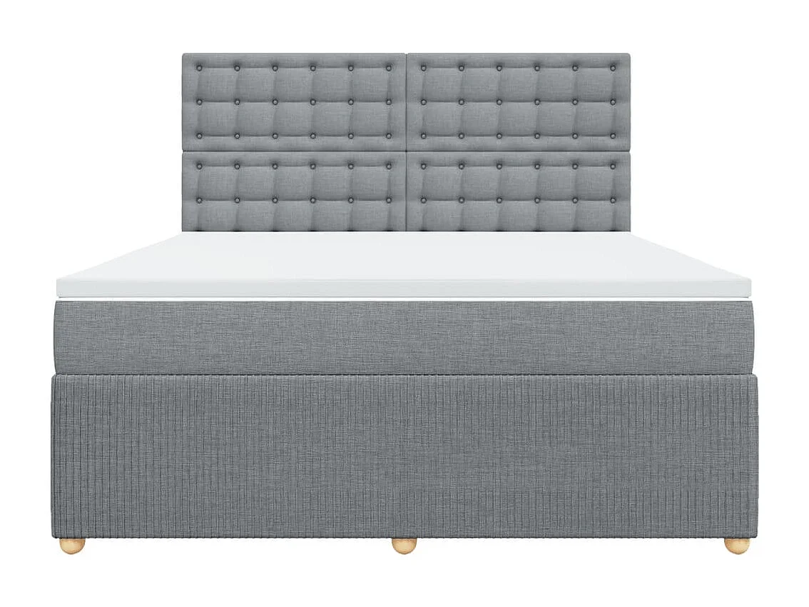Cama box spring con colchón tela gris claro 180x200 cm