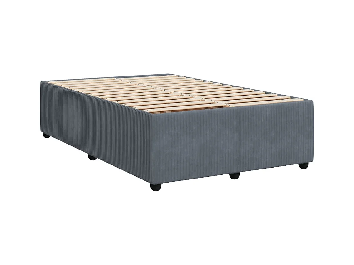 Sommier à lattes de lit et matelas gris foncé 120x190cm velours