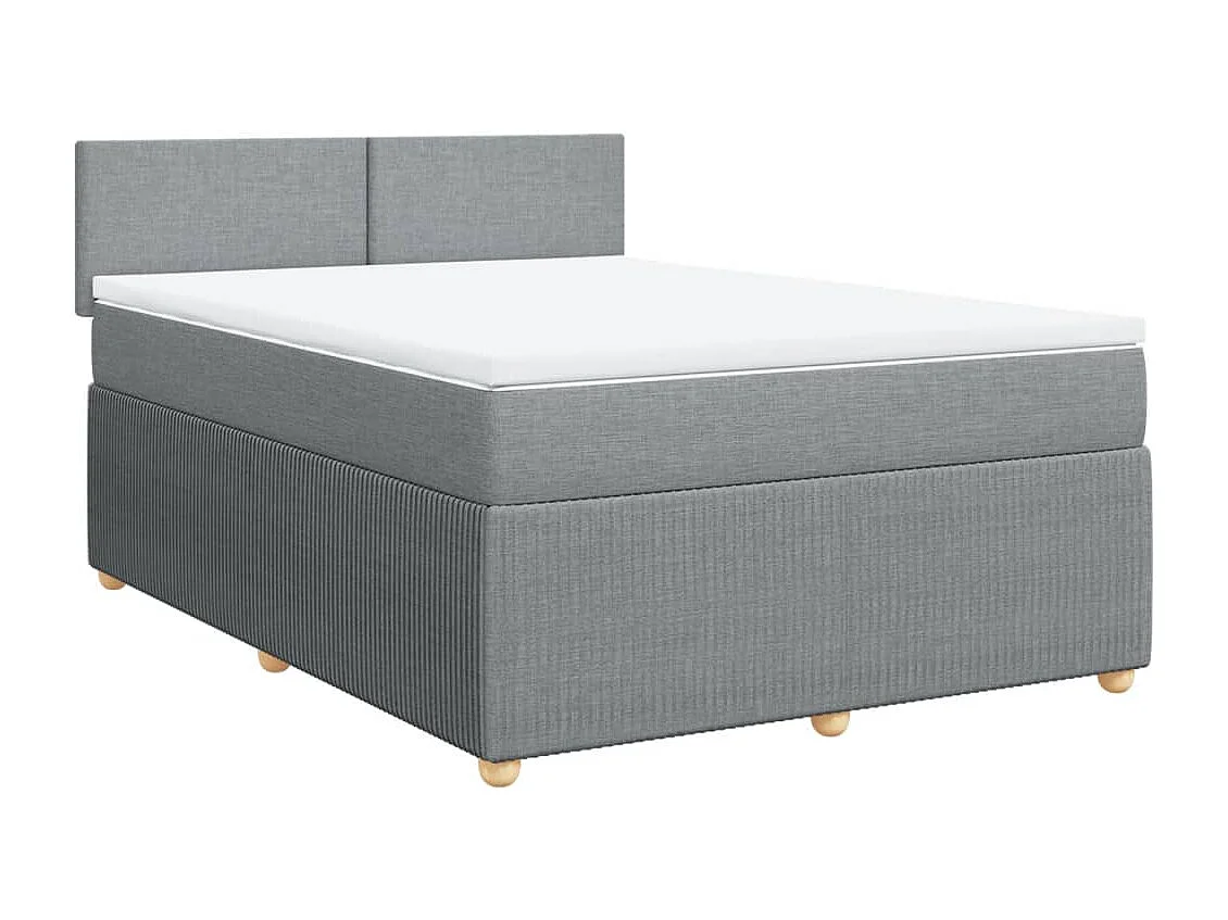 Cama box spring con colchón tela gris claro 140x200 cm
