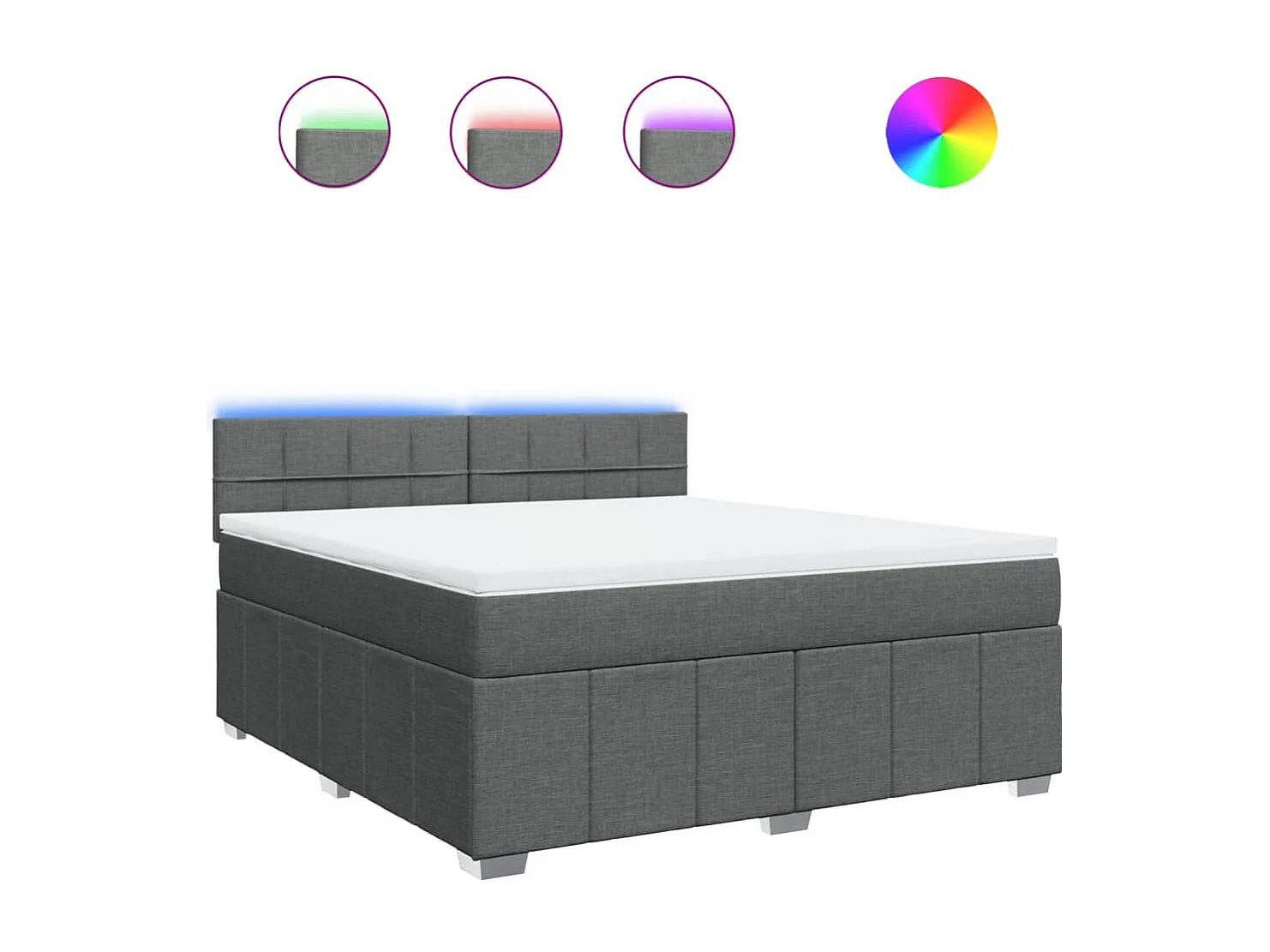 Sommier à lattes de lit avec matelas Gris foncé 180x200cm Tissu