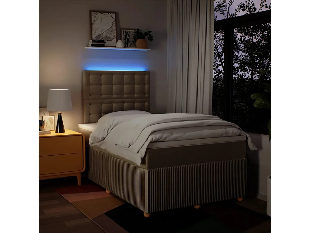 Cama boxspring com colchão 120x190 cm tecido cor creme