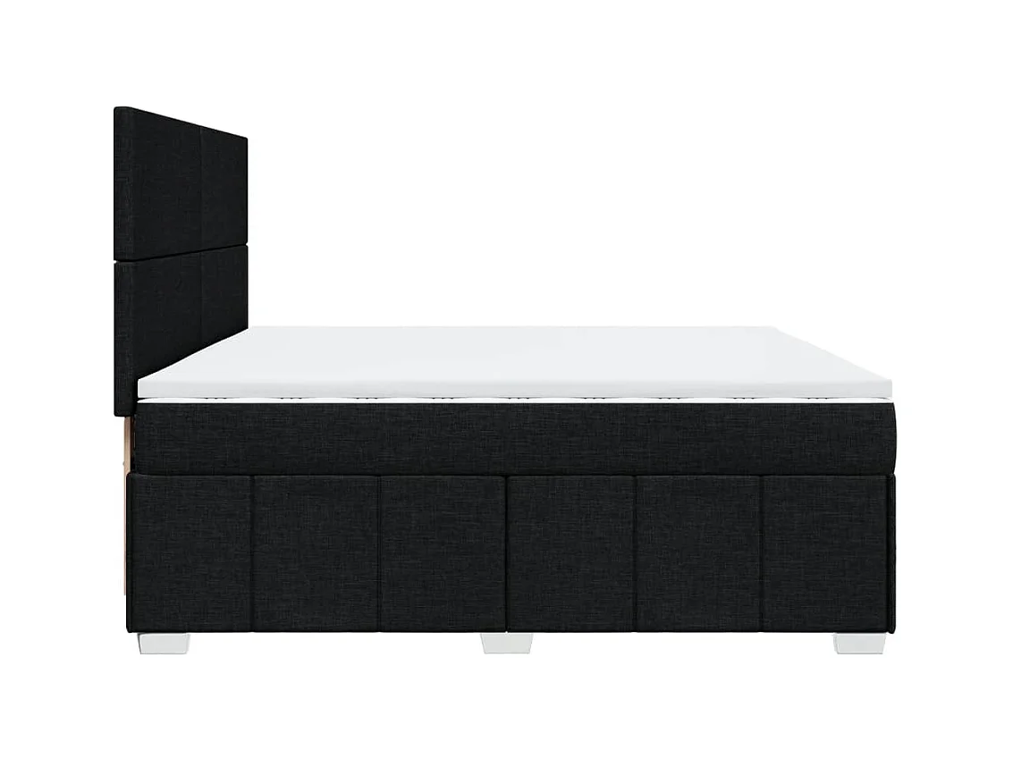 Cama box spring con colchón tela negro 200x200 cm