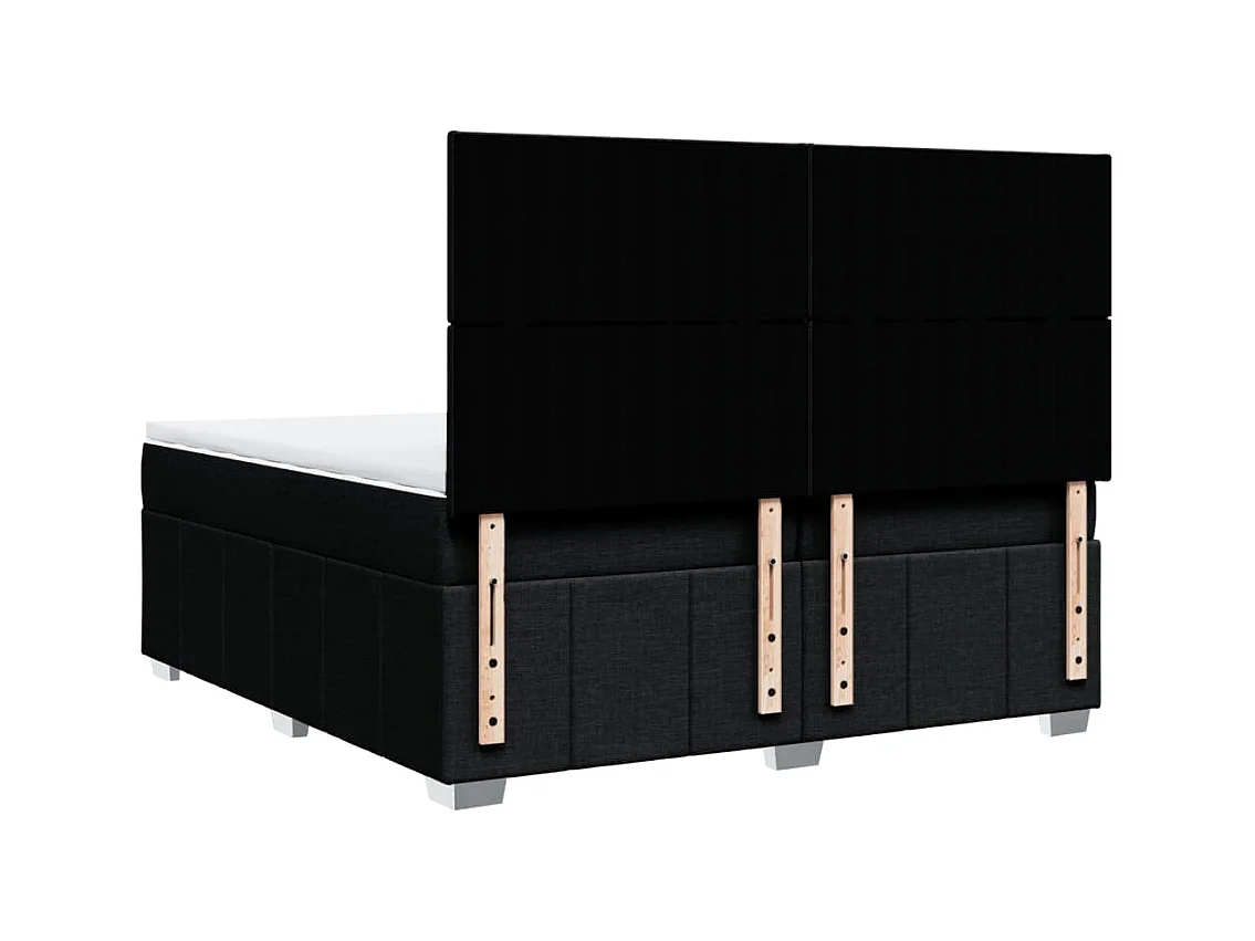 Cama box spring con colchón tela negro 200x200 cm