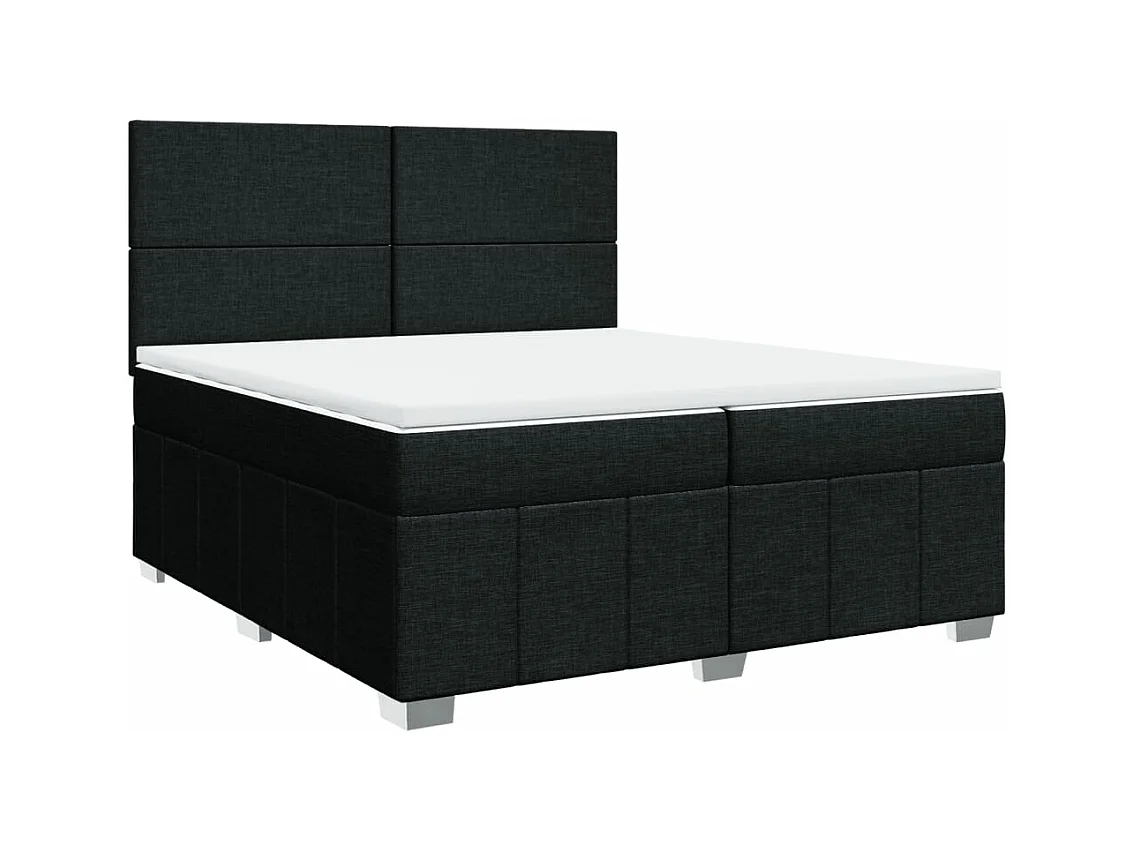 Cama box spring con colchón tela negro 200x200 cm