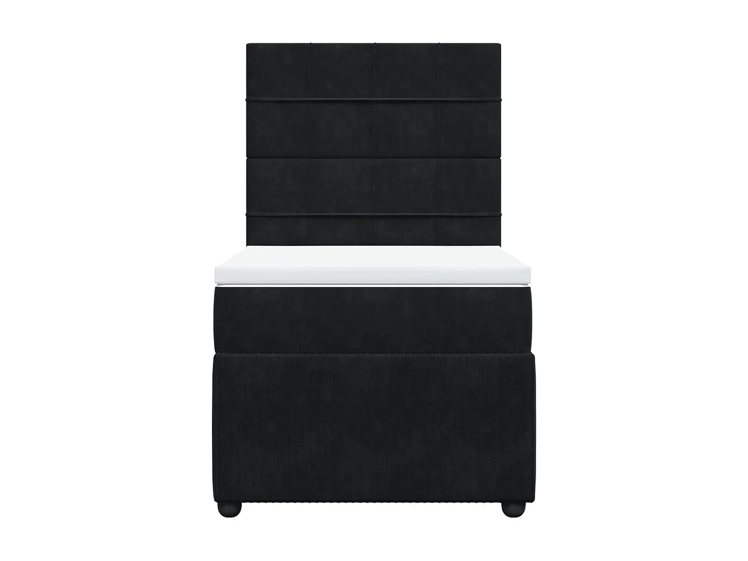 Cama box spring con colchón terciopelo negro 90x200 cm