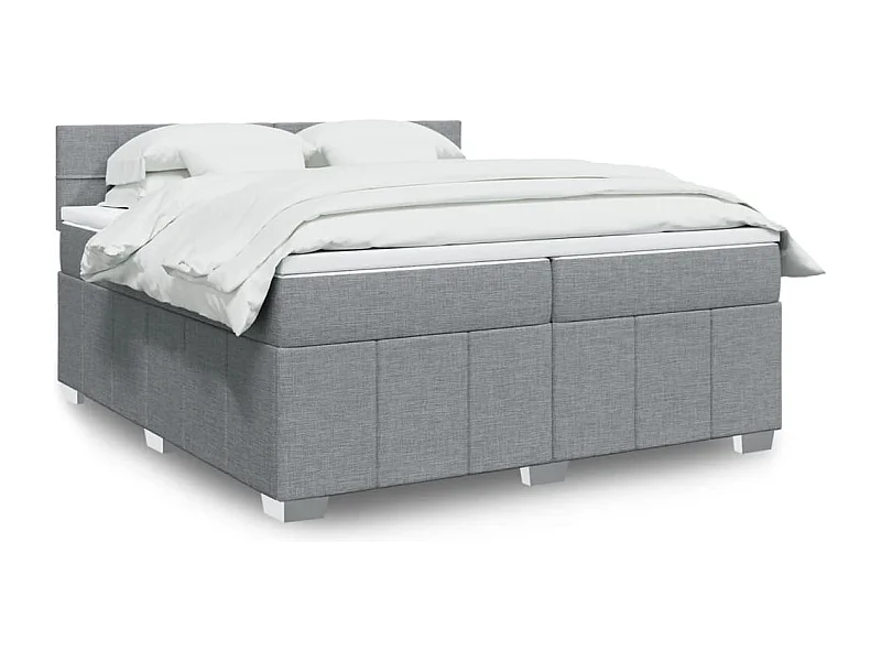 Sommier à lattes de lit avec matelas Gris clair 200x200cm Tissu