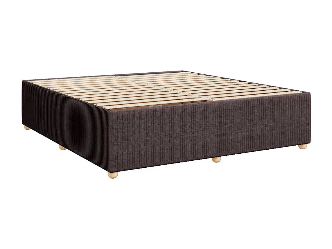 Cama box spring con colchón tela marrón oscuro 200x200 cm