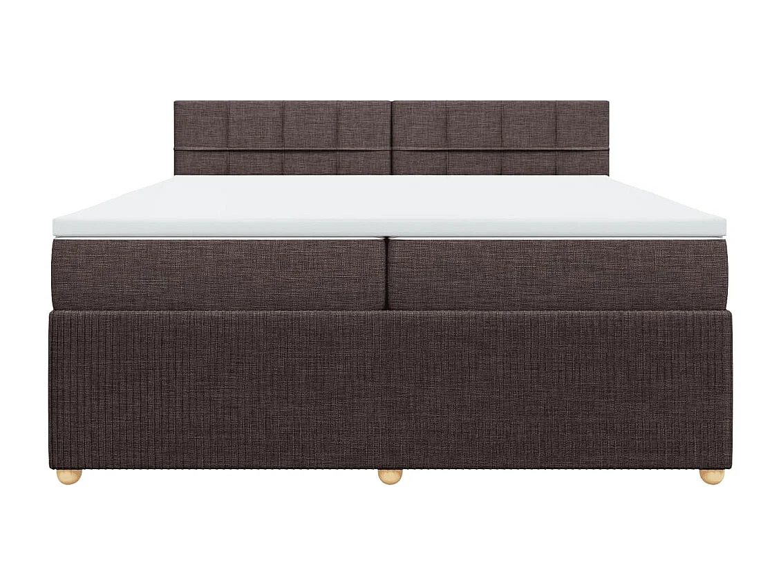 Cama com molas/colchão 200x200 cm tecido castanho-escuro