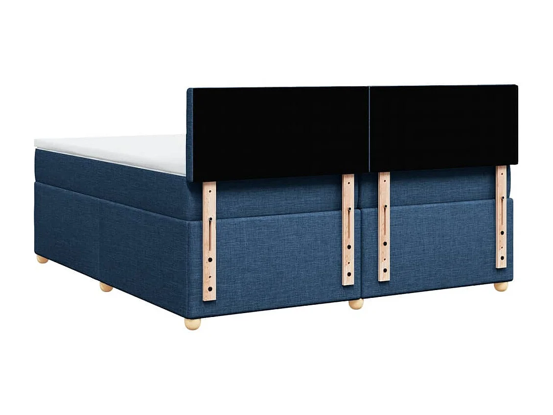Cama box spring con colchón tela azul 200x200 cm